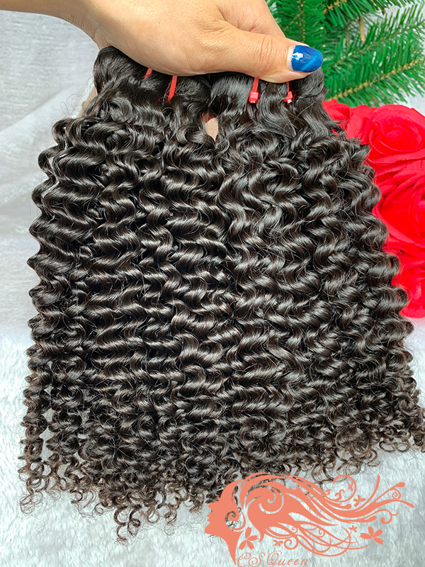 Csqueen 9A Kinky Curly 4 Bundles 100% Human Hair Unprocessed Hair